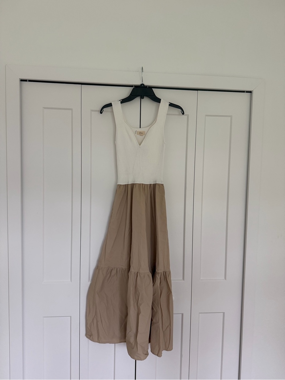 Elan Beige Tiered Midi Skirt – Women's Casual A-Line - Picture 3 of 8